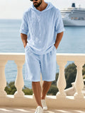 Washed Cotton Linen Hoodie 2-Piece Short