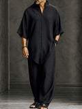 Minimalist Loose Asymmetrical Hem T-Shirt Set