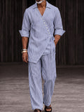 Artistic Tailoring Pinstripe Tie Waist Shirt Pants Set
