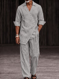 Artistic Tailoring Pinstripe Tie Waist Shirt Pants Set