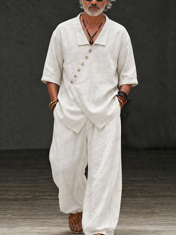 Minimalist Washed Cotton Shirt Pants Set