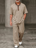 Comfort Luxury Contrast Collar Polo Pants Set