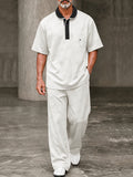 Comfort Luxury Contrast Collar Polo Pants Set