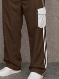 Sporty Contrast Color Cotton Drawstring Pants