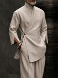 Urban Casual Slanted Button Shirt Pants Set