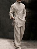Urban Casual Slanted Button Shirt Pants Set