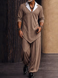 Casual Plaid Contrast Collar Shirt Pants Set