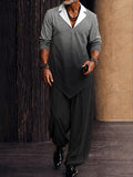 Casual Plaid Contrast Collar Shirt Pants Set
