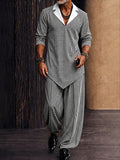 Casual Plaid Contrast Collar Shirt Pants Set