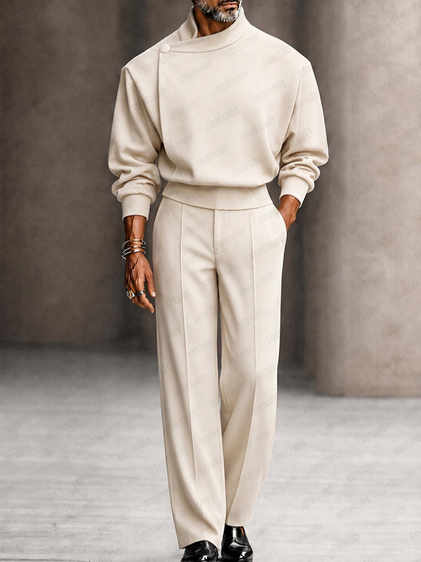 Modern Boxy Fit Shoulder Pad Top Pants Set