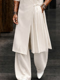 Minimalism Longline Plrated Shirt Pants Set