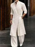 Minimalism Longline Plrated Shirt Pants Set