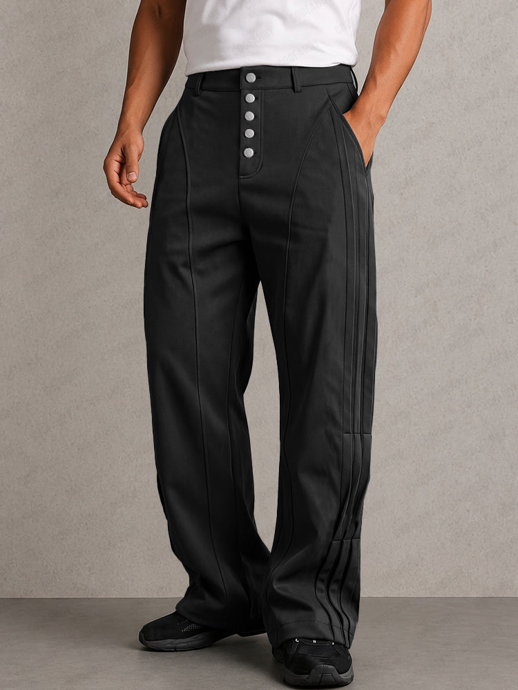 美品 FITTY&CO YOUR Button Trousers Men's Casual Multi-Button Fly Pleated Pants | Business Casual