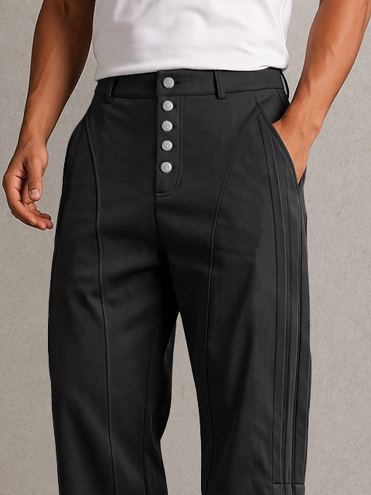 Men's Casual Multi-Button Fly Pleated Pants | Business Casual