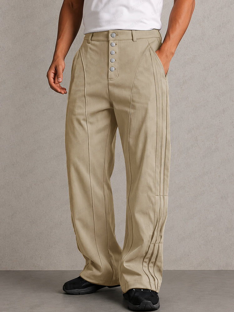 美品 FITTY&CO YOUR Button Trousers Men's Casual Multi-Button Fly Pleated Pants | Business Casual