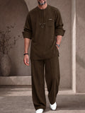 Utility Casual D-Ring Details Shirt Pants Set