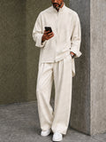 Casual Loose High-Low Hem Shirt Pants Set