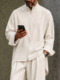 Casual Loose High-Low Hem Shirt Pants Set