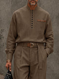 Modern Retro Half-Button Suit Shirt Pants Set