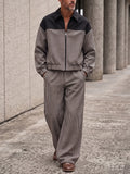 Vintage Houndstooth Splicing Jacket Pants Set