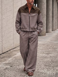 Vintage Houndstooth Splicing Jacket Pants Set