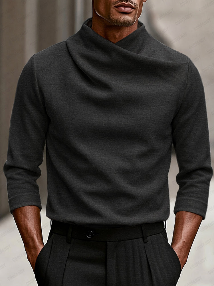 Men's Modern Stretch Crossover Mock Neck Pullover Top | Modern
