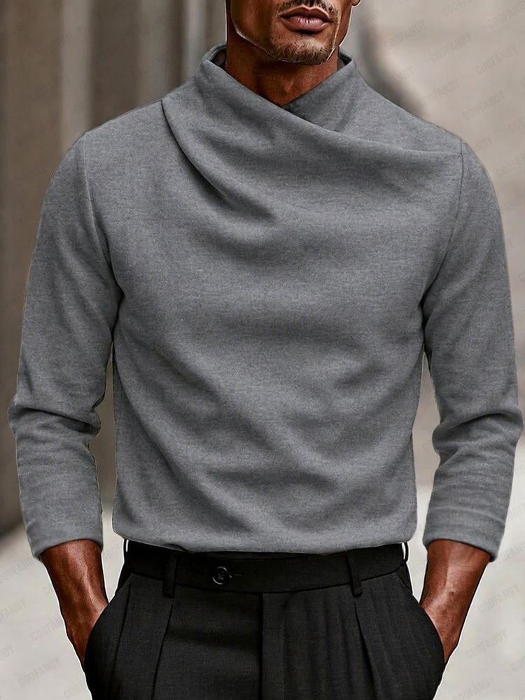 Men's Modern Stretch Crossover Mock Neck Pullover Top | Modern