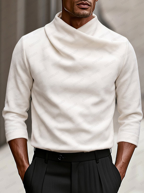 Modern Stretch Crossover Mock Neck Top