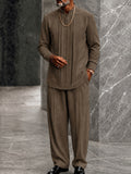 Smart Casual Half-Zip Placket Tunic Shirt Set