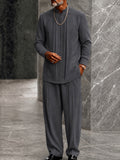 Smart Casual Half-Zip Placket Tunic Shirt Set