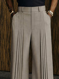 Polished Casual Front-Pleat Design Suit Pants