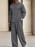 Urban Casual Faux Suede Shirt Pants Set