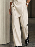 Trendy Casual Asymmetric Hem Shirt Pants Set