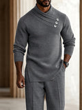 Quiet Luxury Button Detail Collar Matching Set