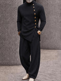 Refined Button Design Sleeveless Top and Pants Set