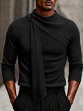 Modern Casual Scarf-Neck Fitted Rib Top
