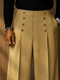 Casual Polished Button Detail Suit Pants
