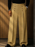Casual Polished Button Detail Suit Pants