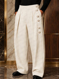 Smart Casual Statement Button Accents Pants