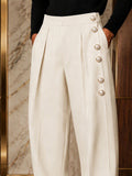 Smart Casual Statement Button Accents Pants