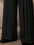 Refined Button Decor Front Pleats Suit Pants