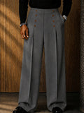 Casual Polished Button Detail Suit Pants