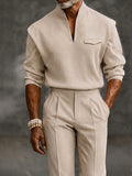 Quiet Luxury Structured Shoulder Top Pants Set