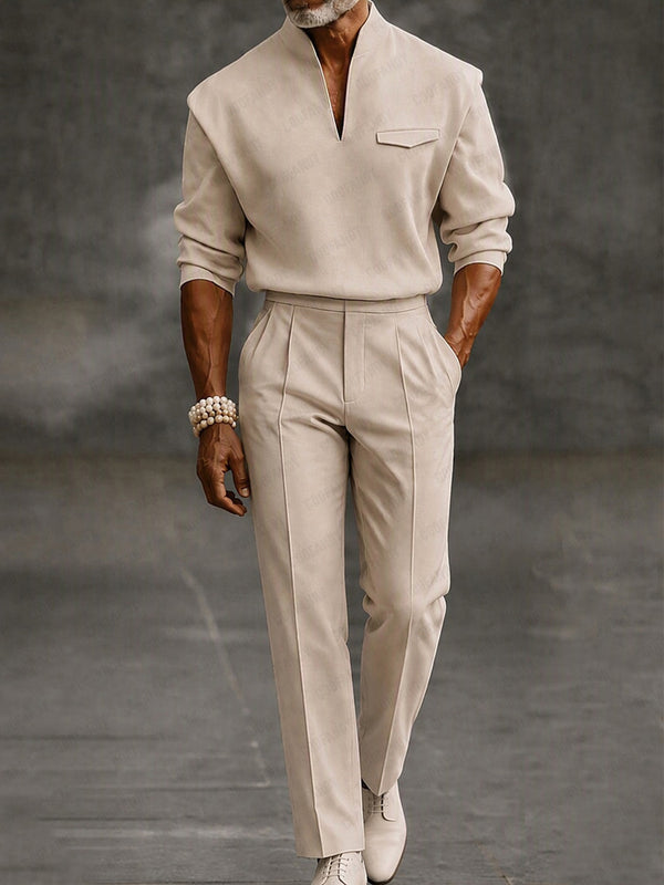 Quiet Luxury Structured Shoulder Top Pants Set