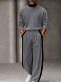 Urban Contrast Rib Mock Neck Top Pants Set