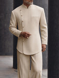 Versatile Asymmetric Placket Blazer Pants Set
