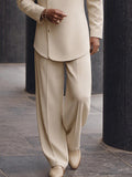 Versatile Asymmetric Placket Blazer Pants Set
