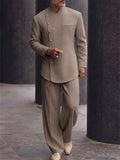 Versatile Asymmetric Placket Blazer Pants Set