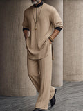 Casual Relaxed Contrast Detail Shirt Pants Set