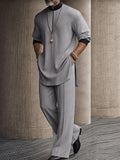 Casual Relaxed Contrast Detail Shirt Pants Set